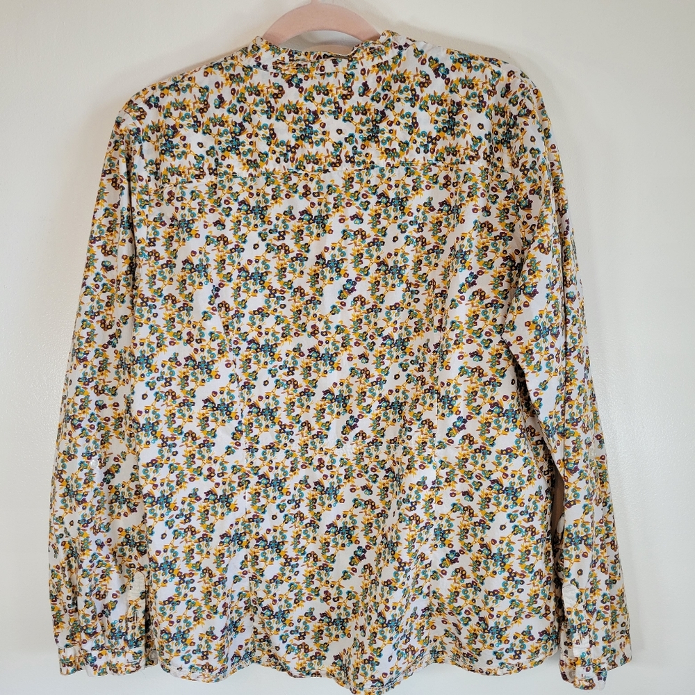 Merona Womens Floral Tunic Smocked Button Front V-neck Shirt XXL - Picture 2 of 14
